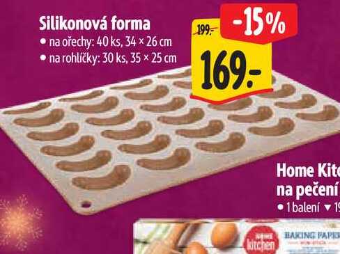 Silikonová forma  na ořechy: 40 ks, 34 x 26 cm/na rohlíčky: 30 ks, 35 x 25 cm  