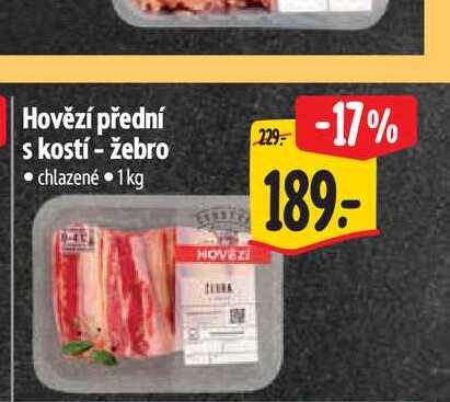 Hovězí přední s kostí - žebro  1 kg 