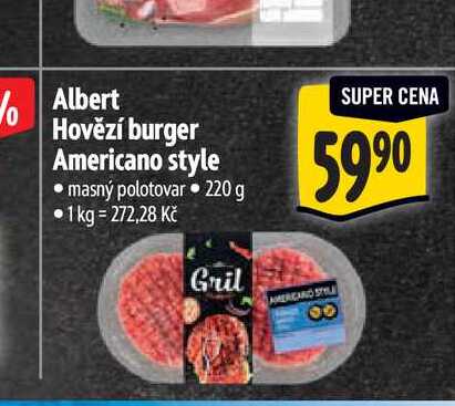 Albert Hovězí burger Americano style  220 g 
