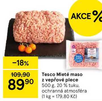 Tesco Mleté maso z vepřové plece, 500 g