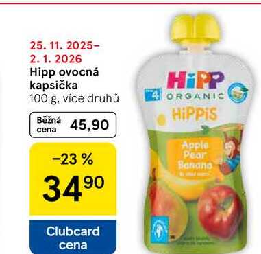 Hipp ovocná kapsička, 100 g, více druhů