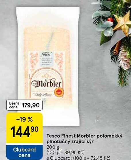 Tesco Finest Morbier poloměkký plnotučný zrající sýr, 200 g 