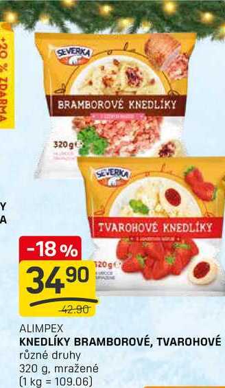 KNEDLÍKY BRAMBOROVÉ, TVAROHOVÉ různé druhy 320 g