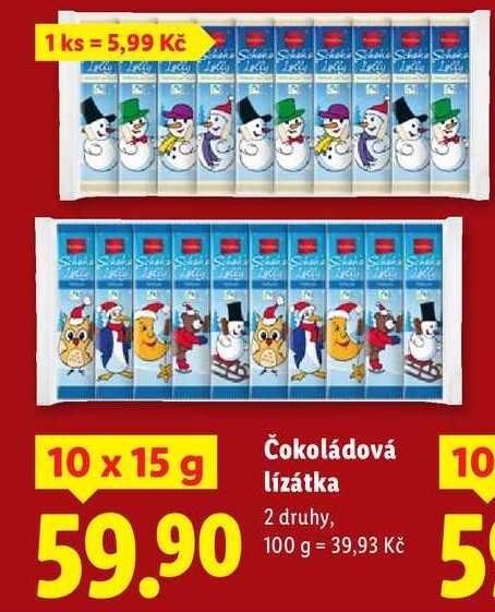 Čokoládová lízátka, 10x 15 g