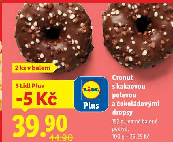 Cronut s kakaovou polevou Plus a čokoládovými dropsy, 152 g