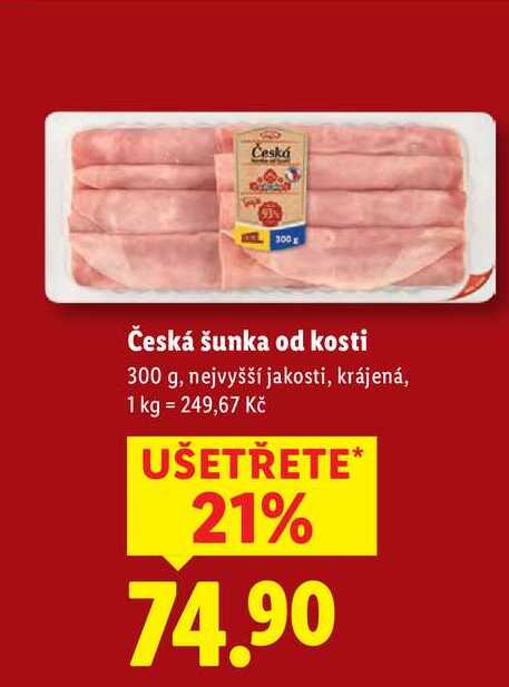 Česká šunka od kosti, 300 g