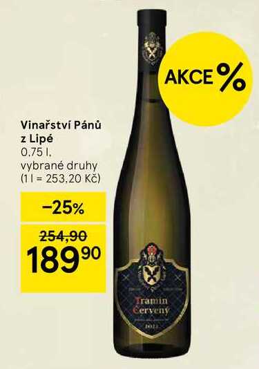 Vinařství Pánů z Lipé, 0.75 l