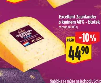   Excellent Zaanlander s kmínem 48% - bloček 100 g