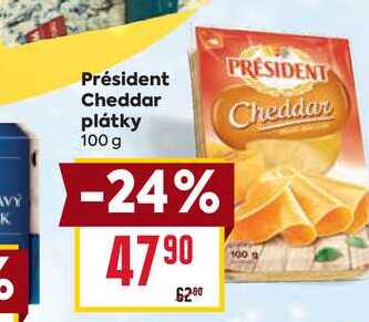 Président Cheddar plátky 100g