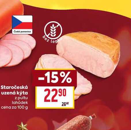 Staročeská uzená kýta z pultu lahůdek cena za 100g