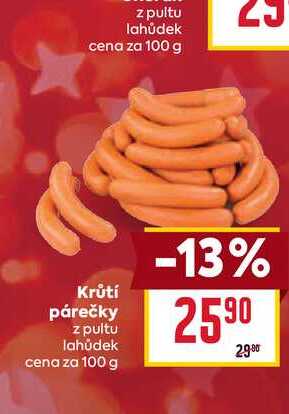 Krůtí párečky z pultu lahůdek cena za 100g