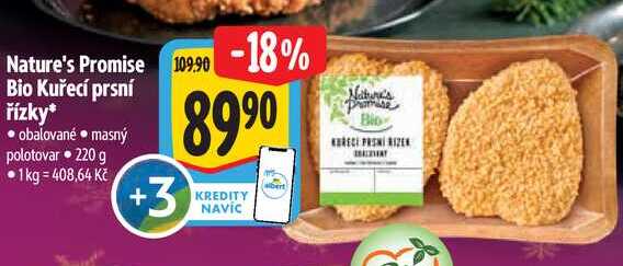 Nature's Promise Bio Kuřecí prsní řízky, 220 g