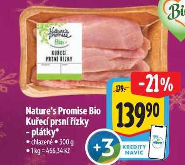 Nature's Promise Bio Kuřecí prsní řízky - plátky, 300 g   