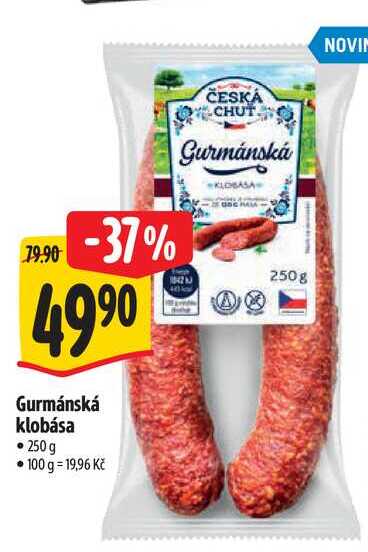 Gurmánská klobása, 250 g  