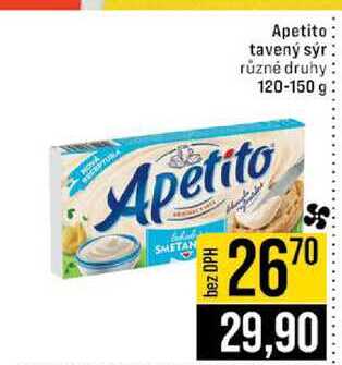 Apetito tavený sýr různé druhy 120-150 g