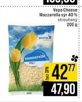 Vepo Cheese Mozzarella sýr 40% strouhaný 200 g