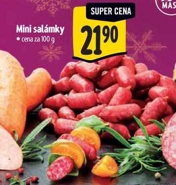 Mini salámky, cena za 100 g