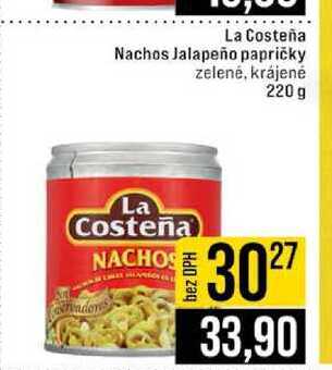 La Costeña Nachos Jalapeño papričky zelené, krájené 220 g