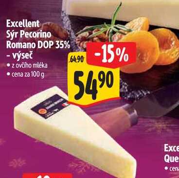 Excellent Sýr Pecorino Romano DOP 35% - výseč, 100 g