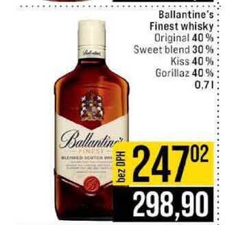 Ballantine's Finest whisky Original 40% Sweet blend 30% Kiss 40% Gorillaz 40% 0,7l