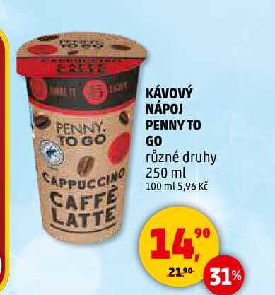 KÁVOVÝ NÁPOJ PENNY TO GO, 250 ml 