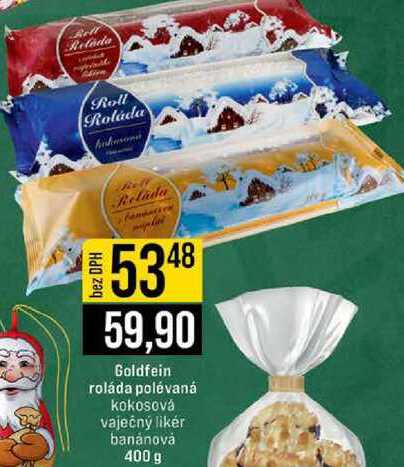 Goldfein roláda polévaná kokosová vaječný likér banánová 400 g 