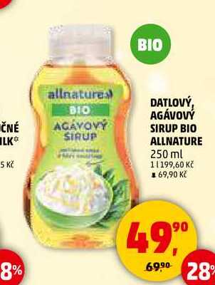 AGÁVOVÝ SIRUP BIO ALLNATURE, 250 ml