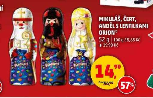 MIKULÁŠ, ČERT, ANDĚL S LENTILKAMI ORION, 52 g