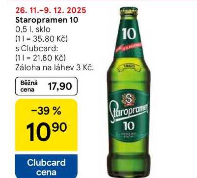 Staropramen 10, 0.5 l, sklo