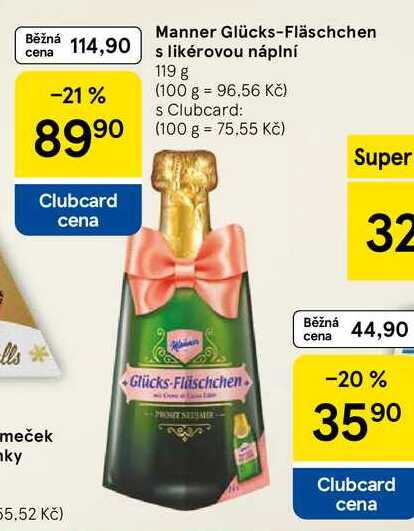 Manner Glücks-Fläschchen s likérovou náplní, 119 g  