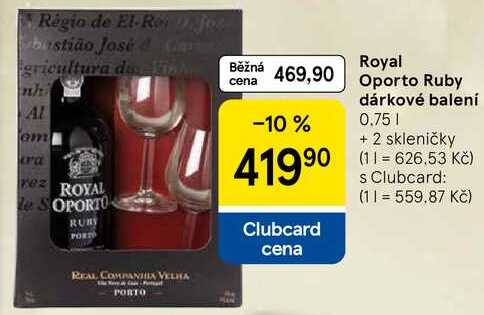 Royal Oporto Ruby dárkové balení, 0.75 1 + 2 skleničky 