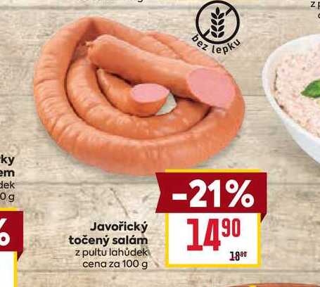 Javořický točený salám z pultu lahůdek cena za 100g
