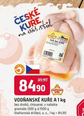 ODŇANSKÉ KUŘE A 1 kg bez drobů, chlazené