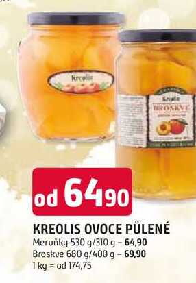 KREOLIS OVOCE PŮLENÉ Meruňky 530 g/310 g