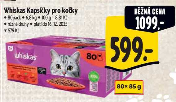 Whiskas Kapsičky pro kočky, 80pack  