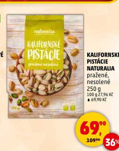 KALIFORNSKÉ PISTACIE NATURALIA pražené, nesolené, 250 g