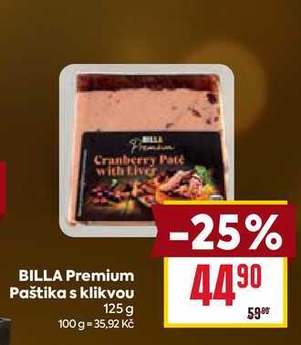 BILLA Premium Paštika s klikvou 125 g