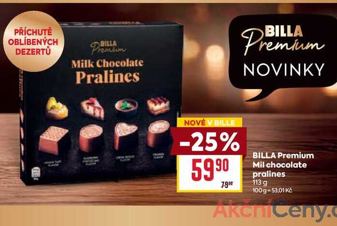 BILLA Premium Mil chocolate pralines 113 g 