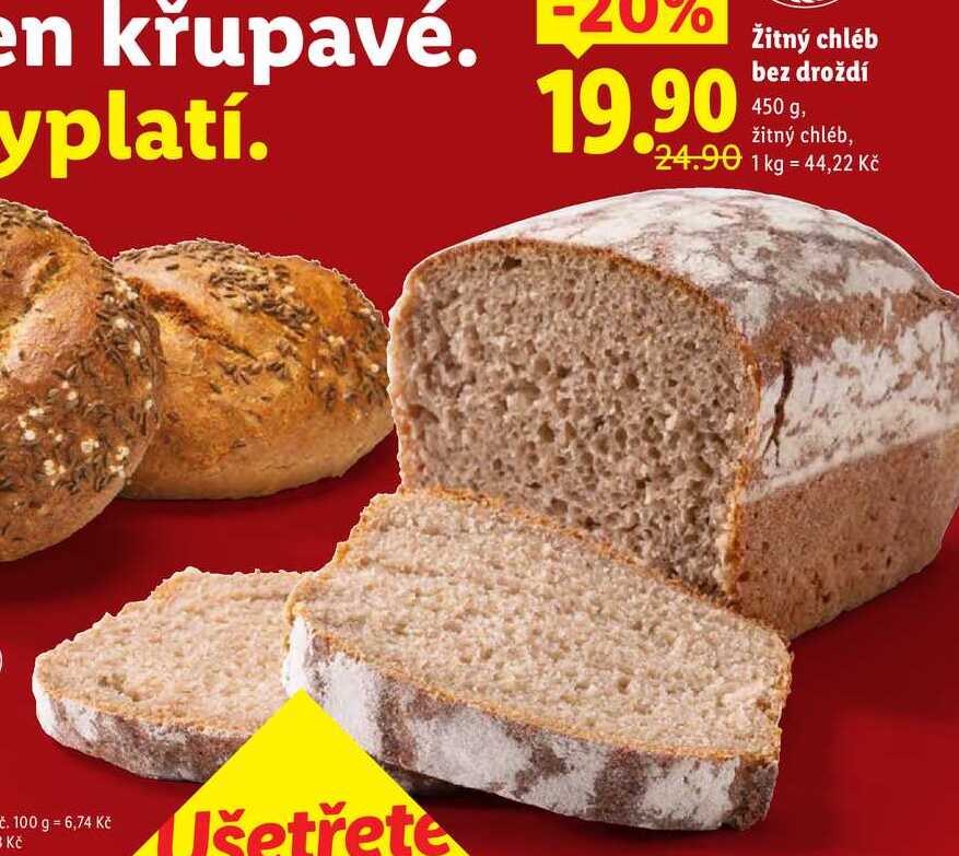 Žitný chléb bez droždí, 450 g