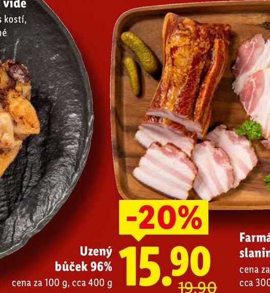 Uzený bůček 96%, cena za 100 g