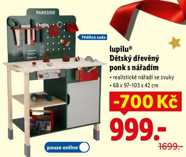 lupilu Dětský dřevěný ponk s nářadím