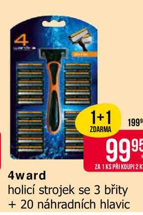 4ward holicí strojek se 3 břity + 20 náhradních hlavic 