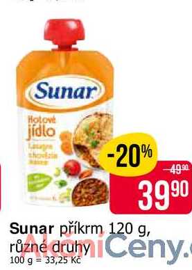 Sunar příkrm 120 g, různé druhy