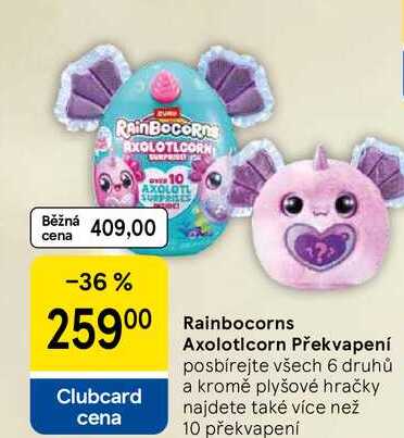 Rainbocorns Axoloticorn Překvapení, posbírejte všech 6 druhů a kromě plyšové hračky najdete také více než 10 překvapení