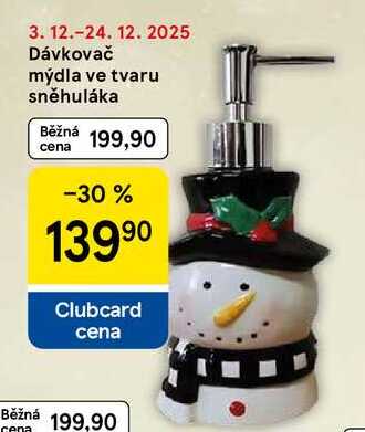 Dávkovač mýdla ve tvaru sněhuláka