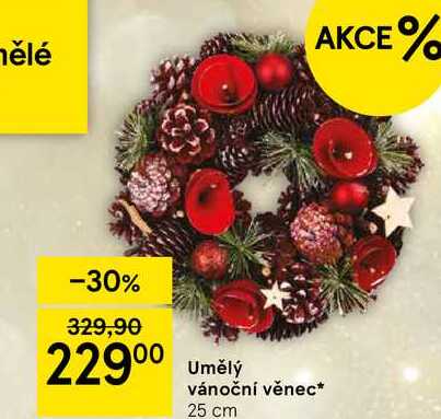 Umělý vánoční věnec, 25 cm