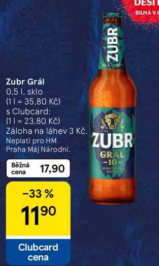 Zubr Grál, 0,5 l. sklo  