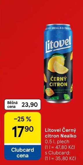 Litovel Černý citron Nealko, 0.5 l