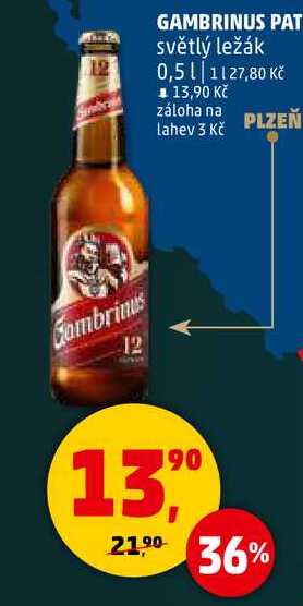 GAMBRINUS PATRON 12 světlý ležák, 0,5 l