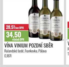 VÍNA VINIUM POZDNÍ SBĚR 0,187l